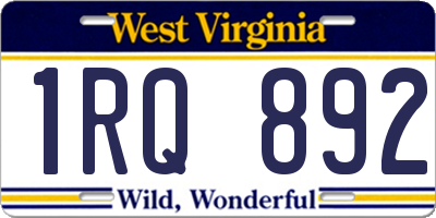 WV license plate 1RQ892