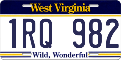 WV license plate 1RQ982