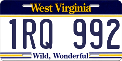 WV license plate 1RQ992