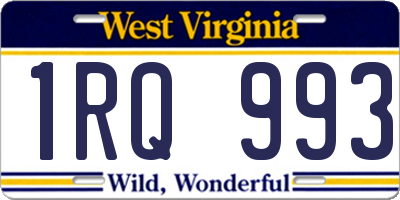 WV license plate 1RQ993