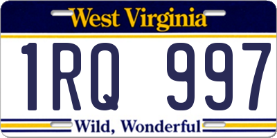 WV license plate 1RQ997