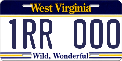 WV license plate 1RR000