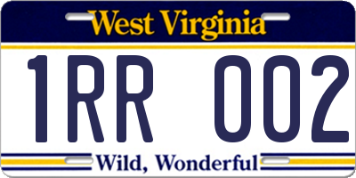 WV license plate 1RR002