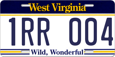 WV license plate 1RR004
