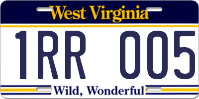 WV license plate 1RR005
