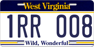 WV license plate 1RR008