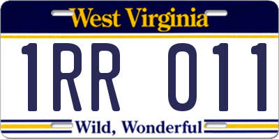 WV license plate 1RR011