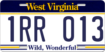WV license plate 1RR013