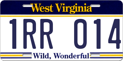 WV license plate 1RR014