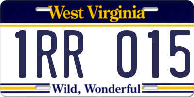 WV license plate 1RR015