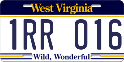 WV license plate 1RR016