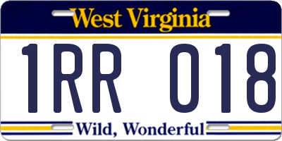 WV license plate 1RR018