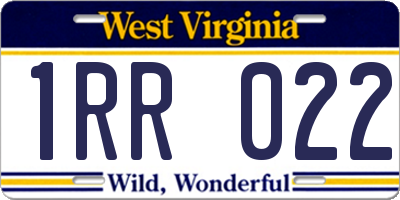 WV license plate 1RR022
