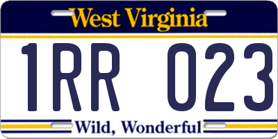 WV license plate 1RR023
