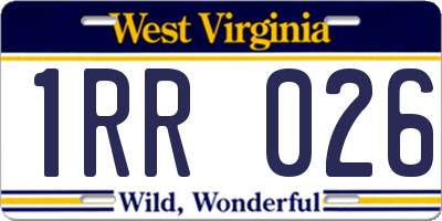 WV license plate 1RR026