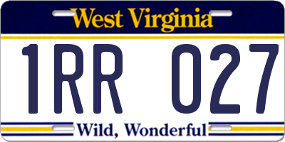 WV license plate 1RR027