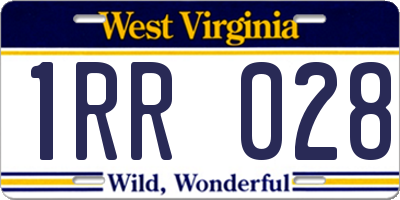 WV license plate 1RR028
