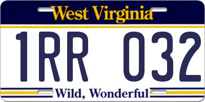 WV license plate 1RR032