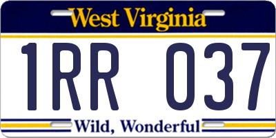 WV license plate 1RR037