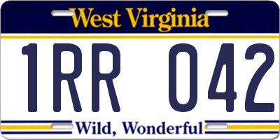 WV license plate 1RR042