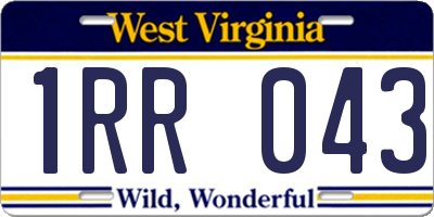 WV license plate 1RR043