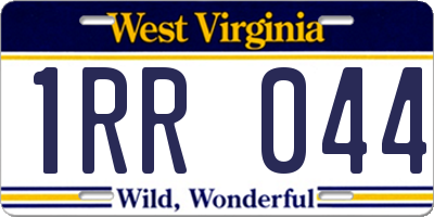 WV license plate 1RR044