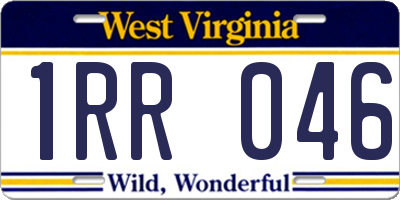WV license plate 1RR046