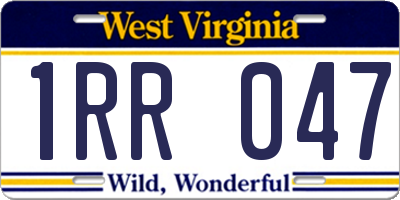 WV license plate 1RR047