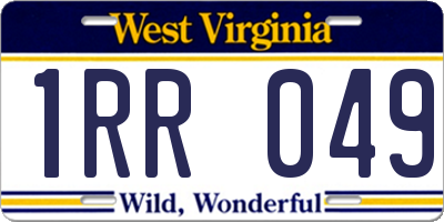 WV license plate 1RR049