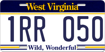 WV license plate 1RR050