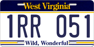 WV license plate 1RR051