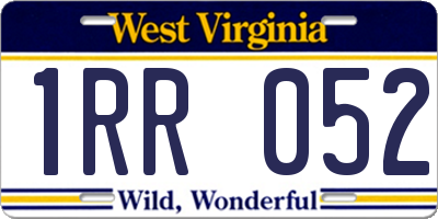 WV license plate 1RR052