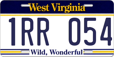 WV license plate 1RR054