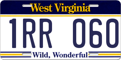 WV license plate 1RR060