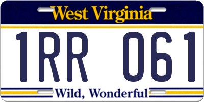 WV license plate 1RR061