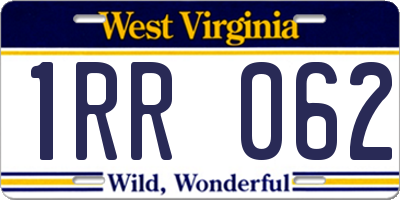 WV license plate 1RR062