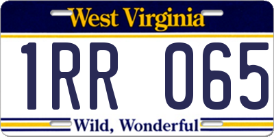 WV license plate 1RR065