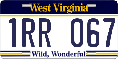 WV license plate 1RR067