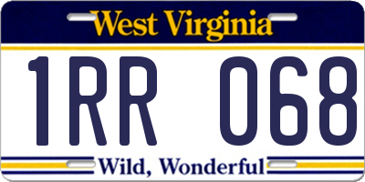 WV license plate 1RR068