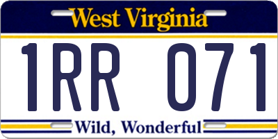 WV license plate 1RR071