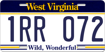 WV license plate 1RR072