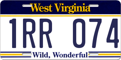 WV license plate 1RR074