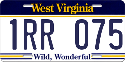 WV license plate 1RR075