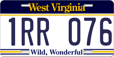 WV license plate 1RR076