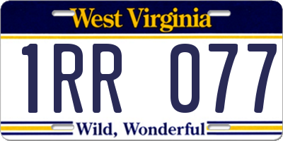 WV license plate 1RR077