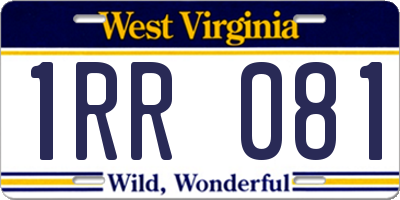WV license plate 1RR081
