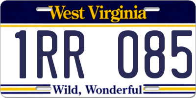 WV license plate 1RR085