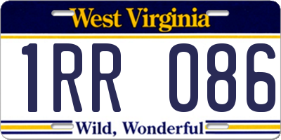 WV license plate 1RR086