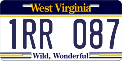 WV license plate 1RR087