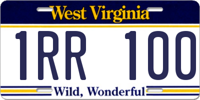 WV license plate 1RR100